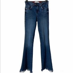 Zara Wide Leg Flare Jeans with Raw Hem